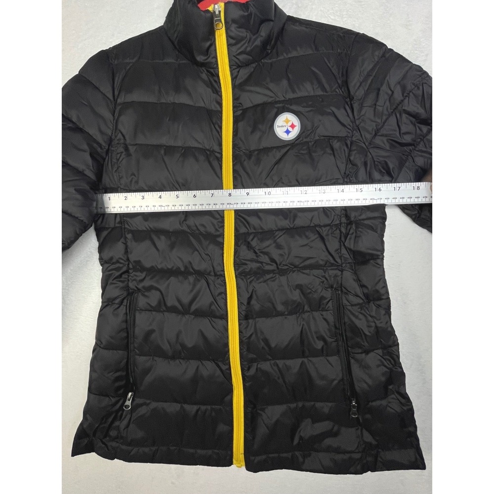 Pittsburgh Steelers Women's Small Puffer Jacket Black Yellow NFL Quilted Coat - Picture 6 of 13